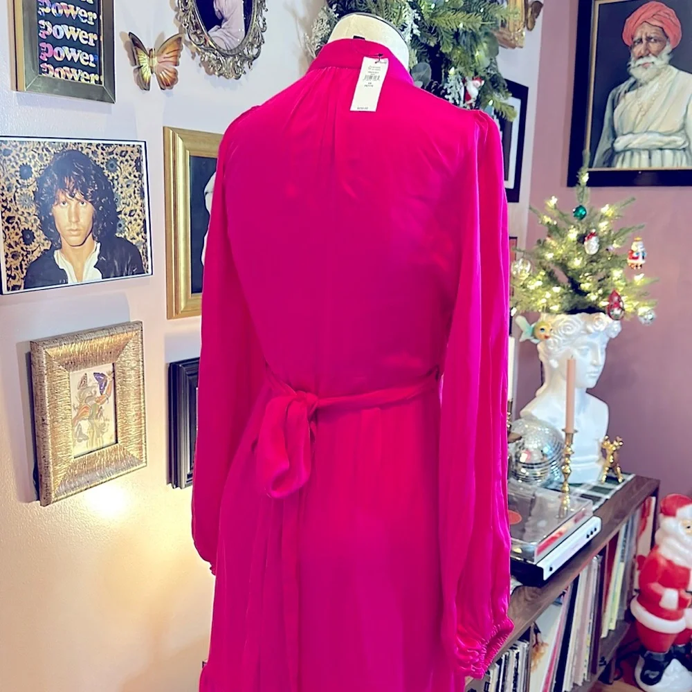 Banana Republic Pink Satin Ruffle Wrap Maxi Dress - Picture 8 of 8